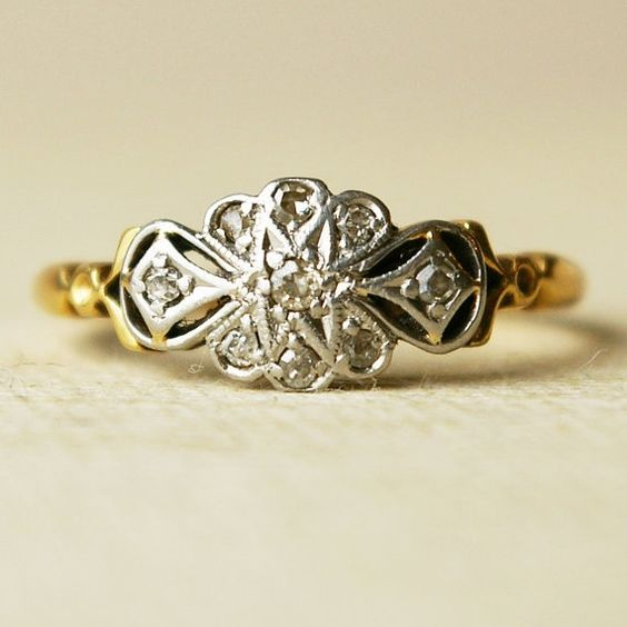 VINTAGE SILVER & GOLD MANDALA RING