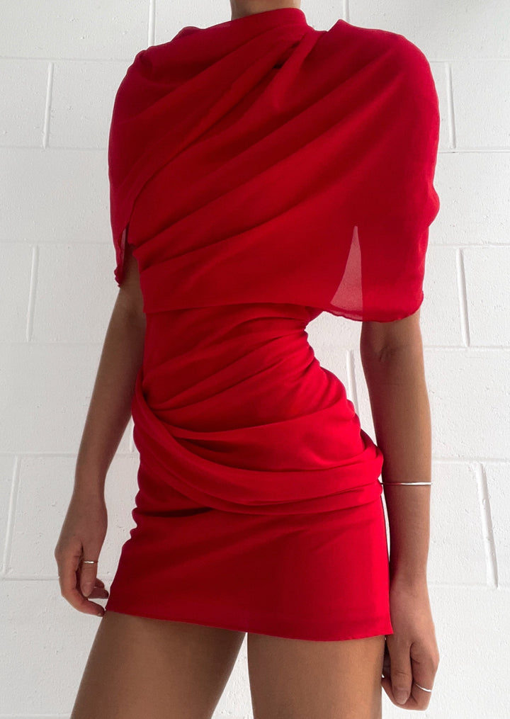 Kiri - Asymmetrical Pleated Mini Dress