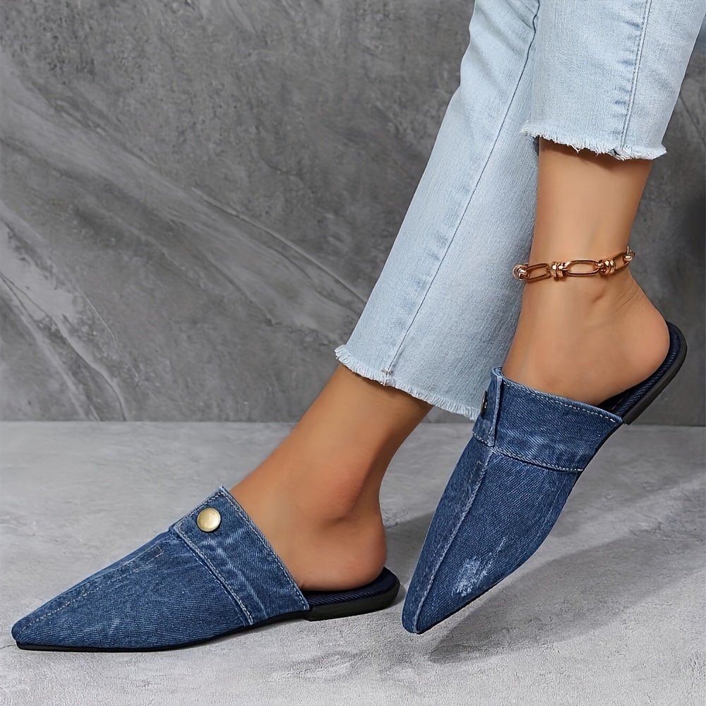 Ashby - Chic & Effortless Denim Flat Mules