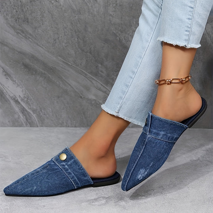 Ashby - Chic & Effortless Denim Flat Mules