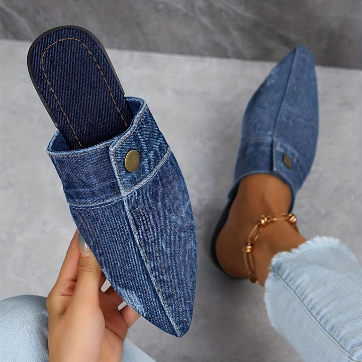 Ashby - Chic & Effortless Denim Flat Mules
