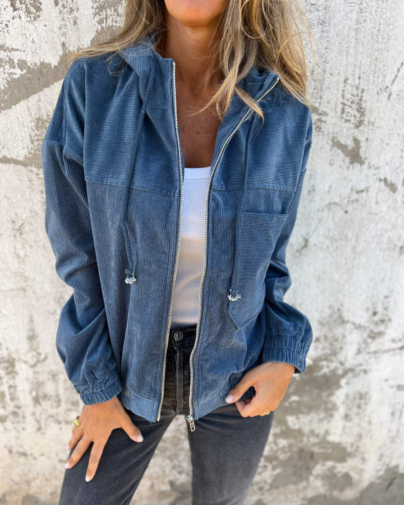 Ella™ | Corduroy jacket with hood and zipper closure
