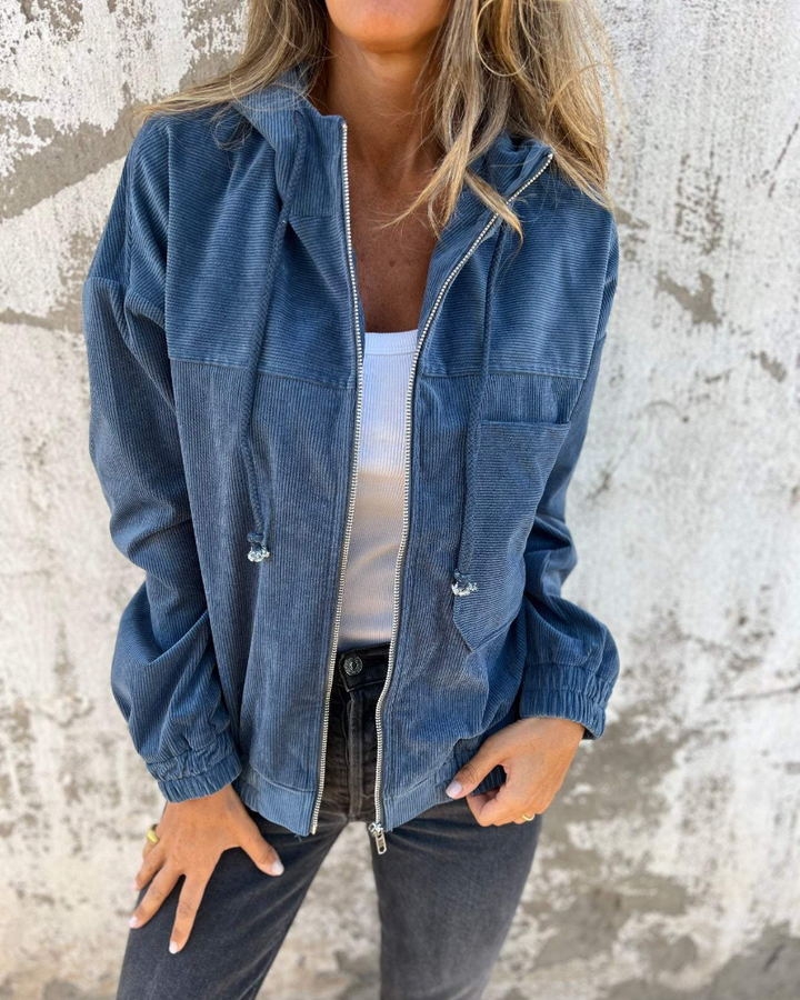 Ella™ | Corduroy jacket with hood and zipper closure