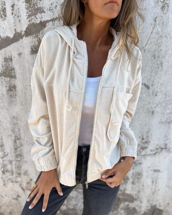 Ella™ | Corduroy jacket with hood and zipper closure