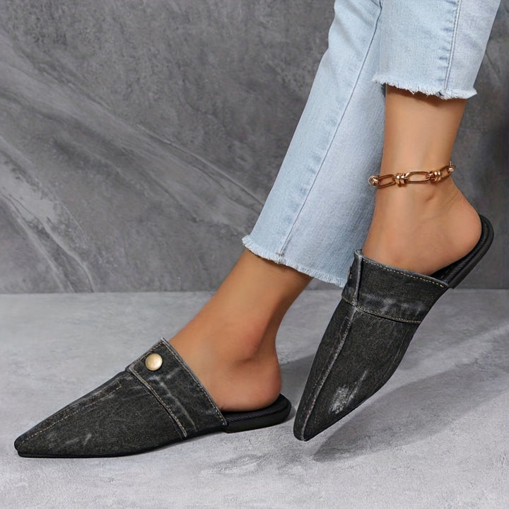 Ashby - Chic & Effortless Denim Flat Mules