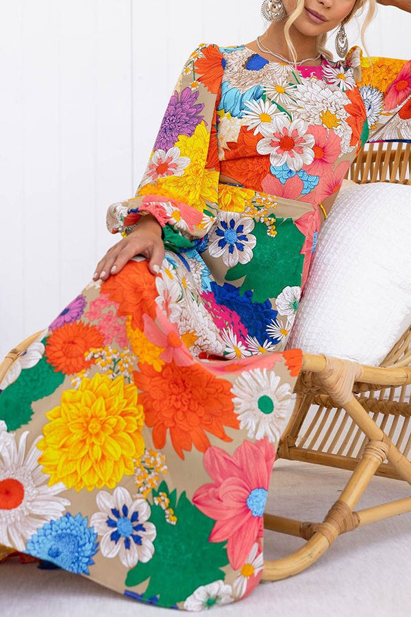 Riley - Floral Print Cutout Maxi Dress