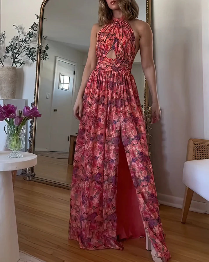 Isa Luna™ | Backless maxi dress with floral print