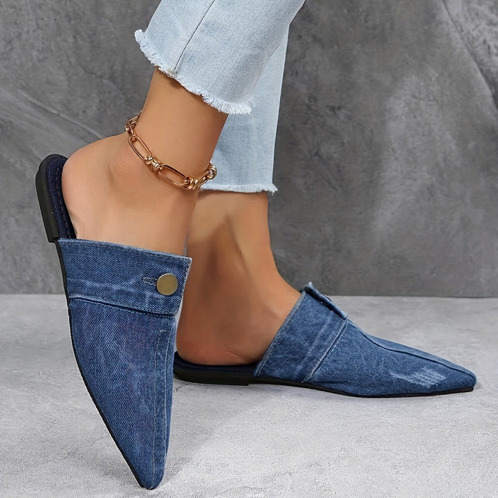Ashby - Chic & Effortless Denim Flat Mules