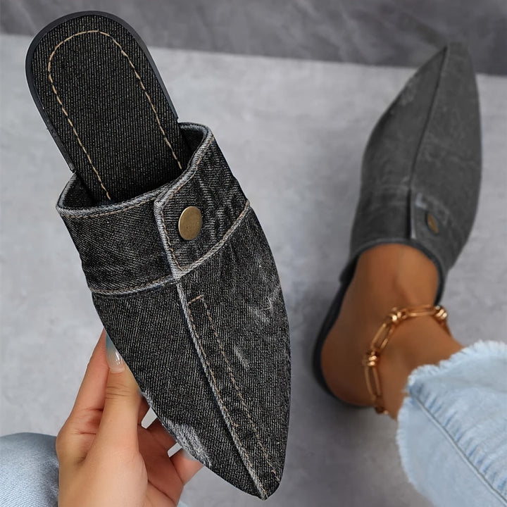 Ashby - Chic & Effortless Denim Flat Mules