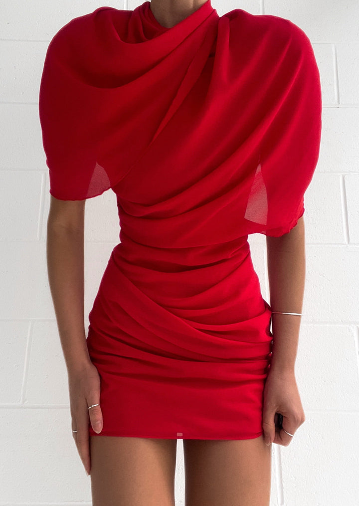 Kiri - Asymmetrical Pleated Mini Dress