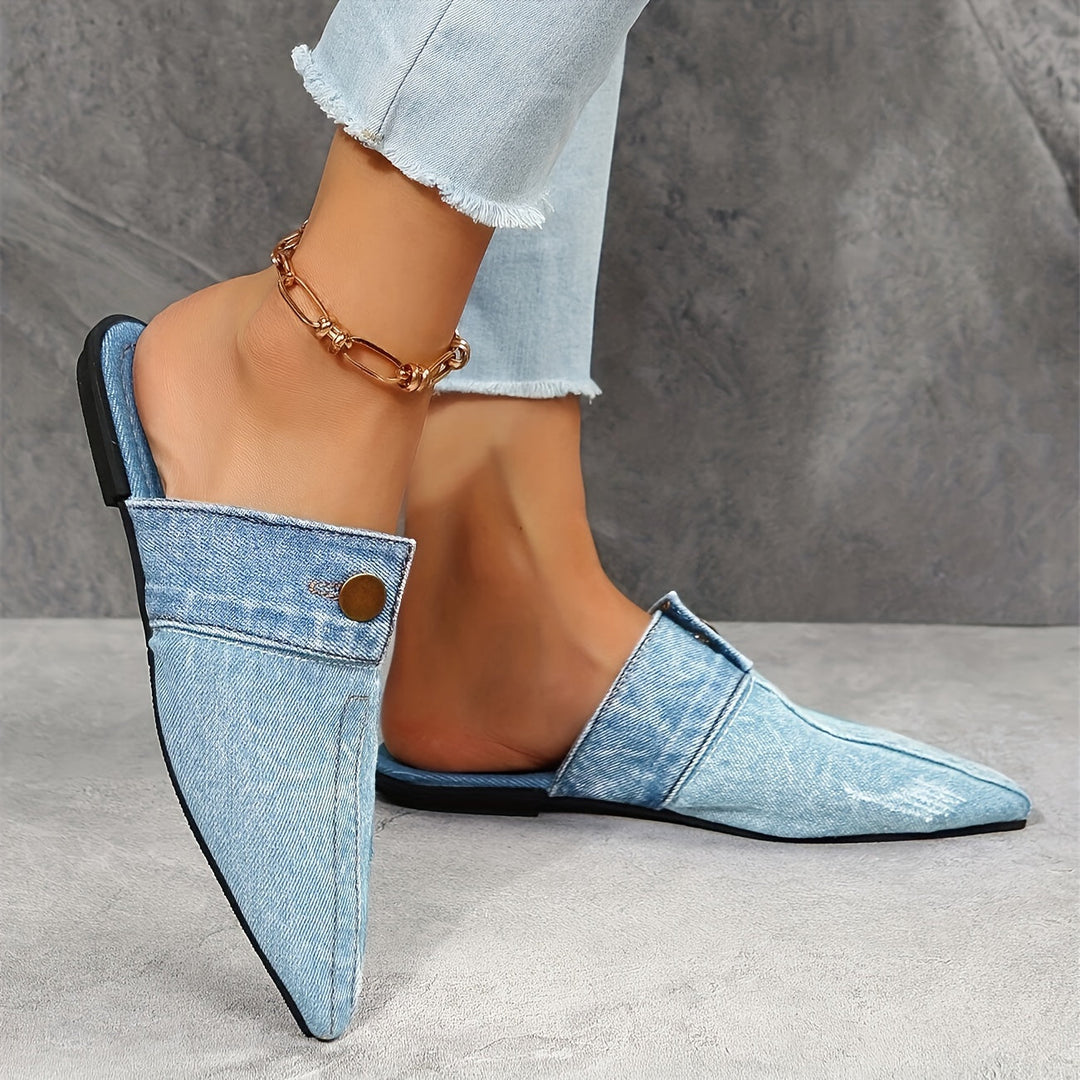 Ashby - Chic & Effortless Denim Flat Mules