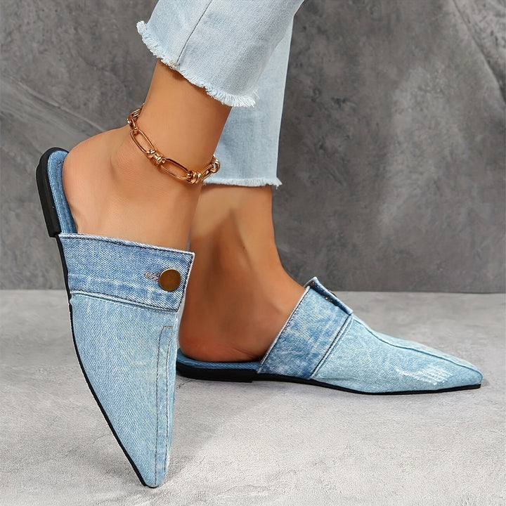 Ashby - Chic & Effortless Denim Flat Mules