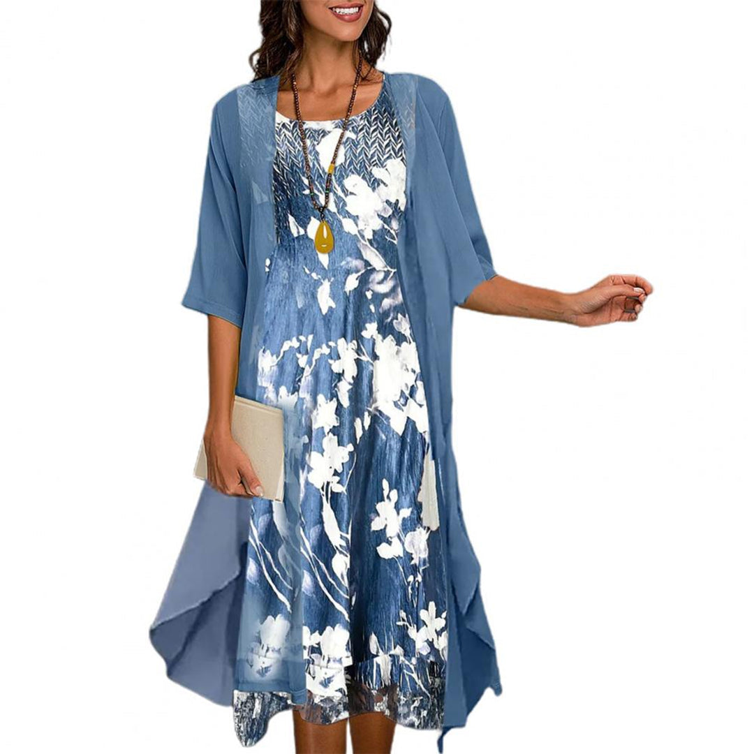 Liss™ | Elegant Summer Dress with Floral Print and Kimono