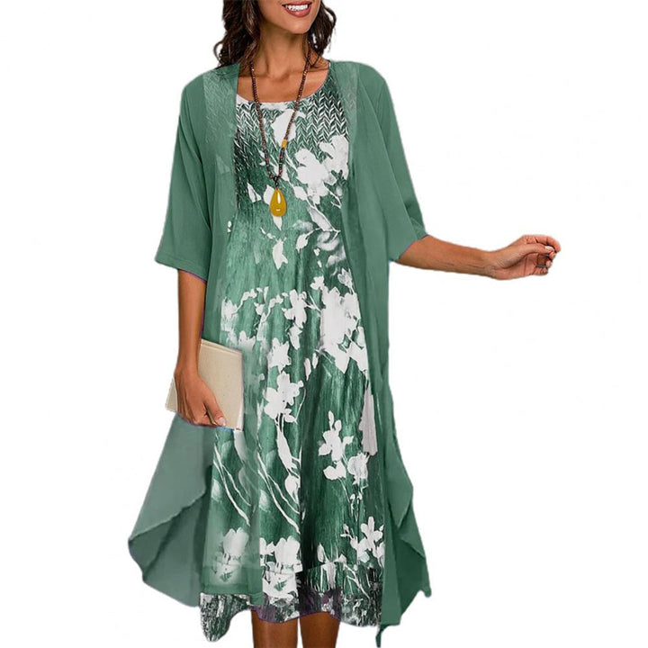 Liss™ | Elegant Summer Dress with Floral Print and Kimono