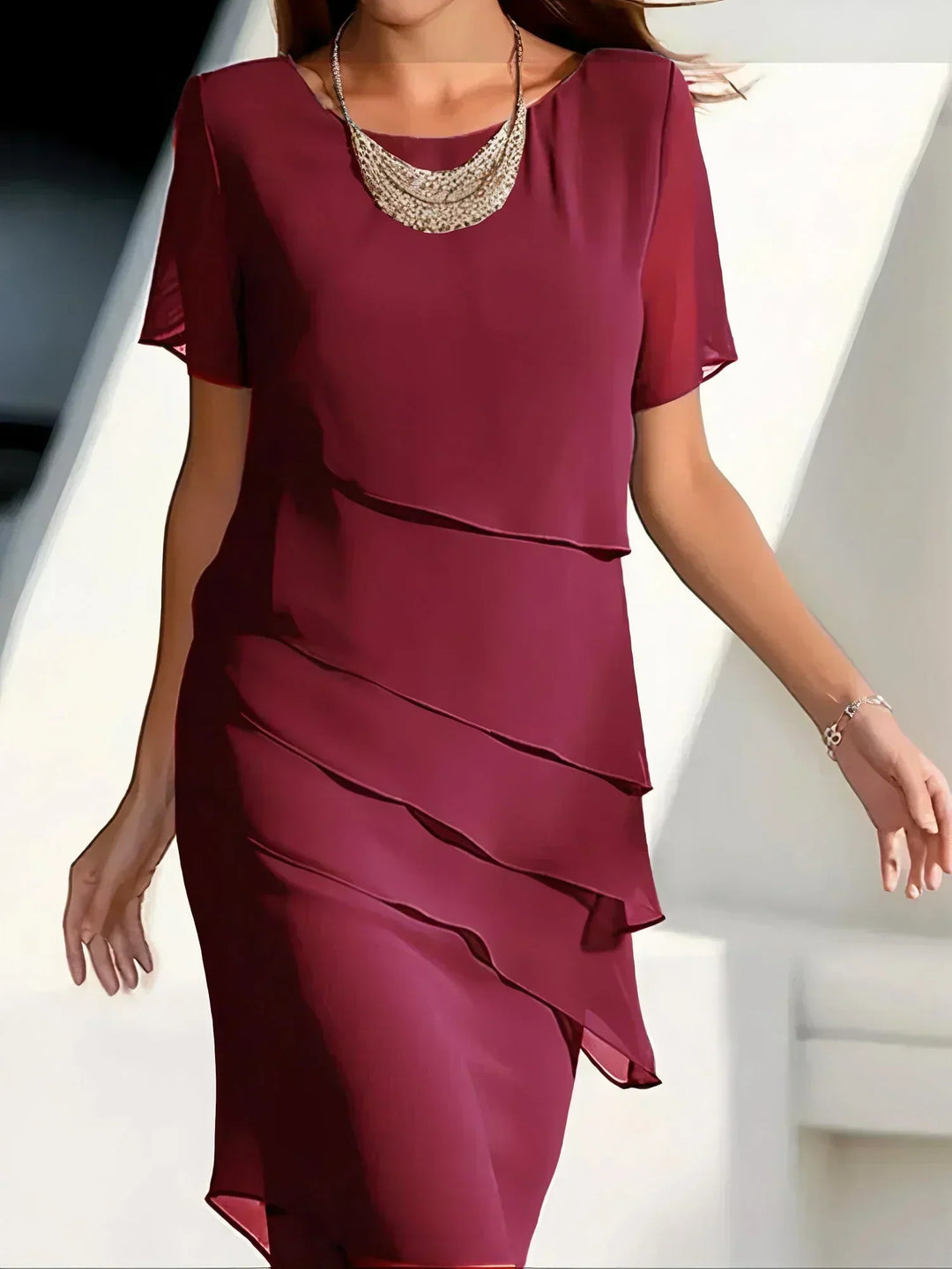 Keith - Chic Short Sleeve Midi Dress