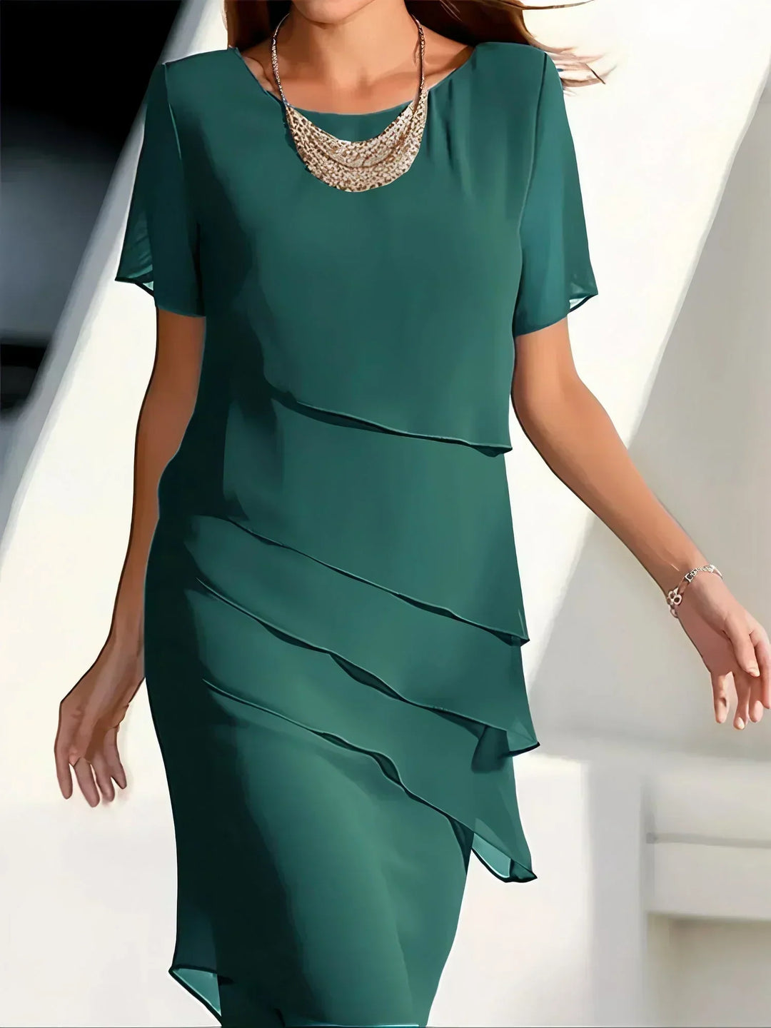 Keith - Chic Short Sleeve Midi Dress