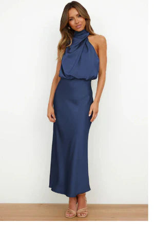 Mary - Elegant Elastic Waistband Midi Dress