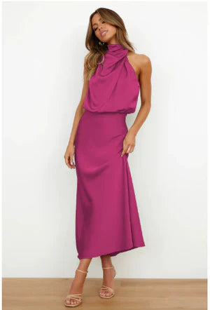 Mary - Elegant Elastic Waistband Midi Dress
