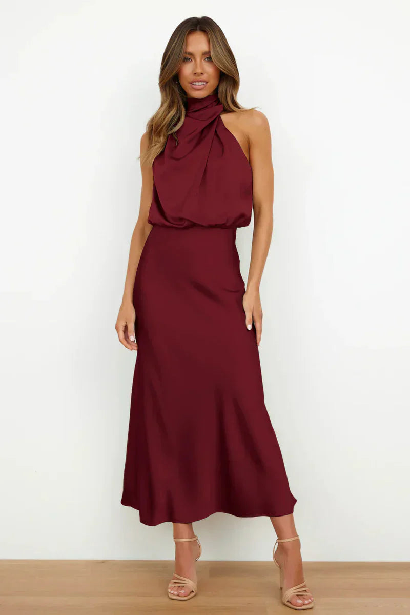 Mary - Elegant Elastic Waistband Midi Dress