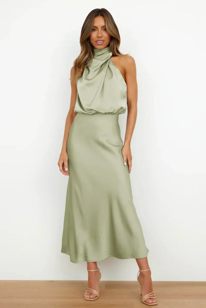 Mary - Elegant Elastic Waistband Midi Dress