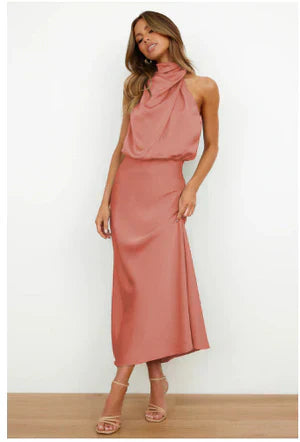 Mary - Elegant Elastic Waistband Midi Dress