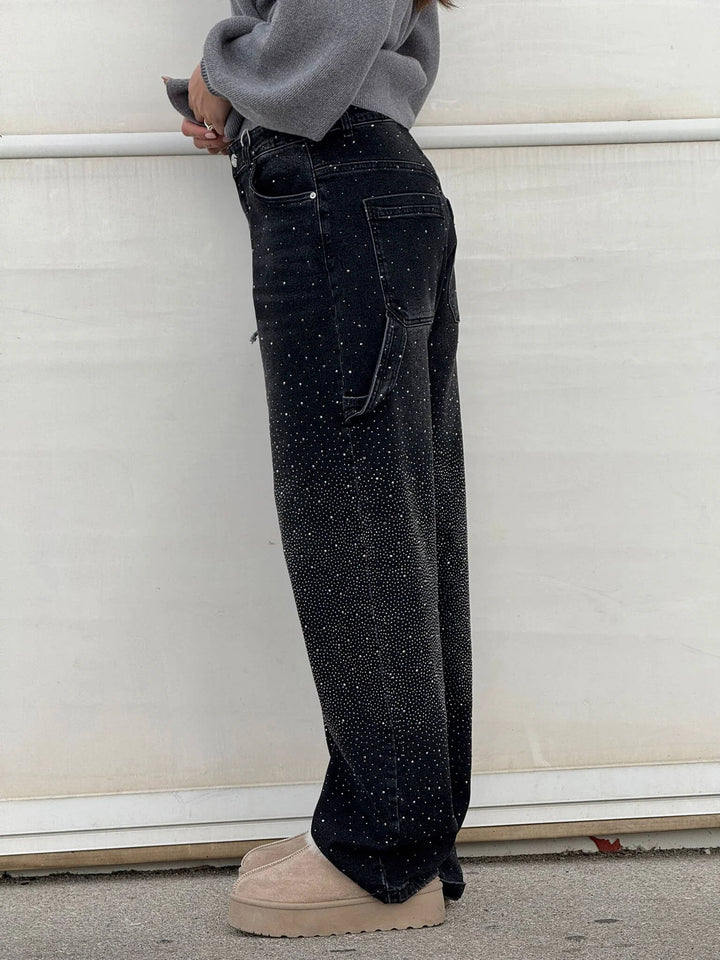 Violet™ | high-waisted trousers with wide legs and button pockets