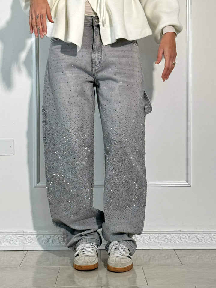 Violet™ | high-waisted trousers with wide legs and button pockets