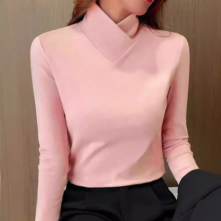 Liora™ | Elegant v-neck turtleneck longsleeve