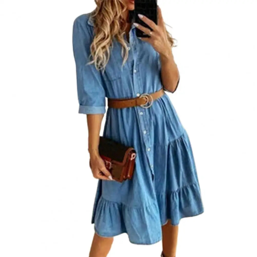 Anaya - Elegant Denim Shirt Dress