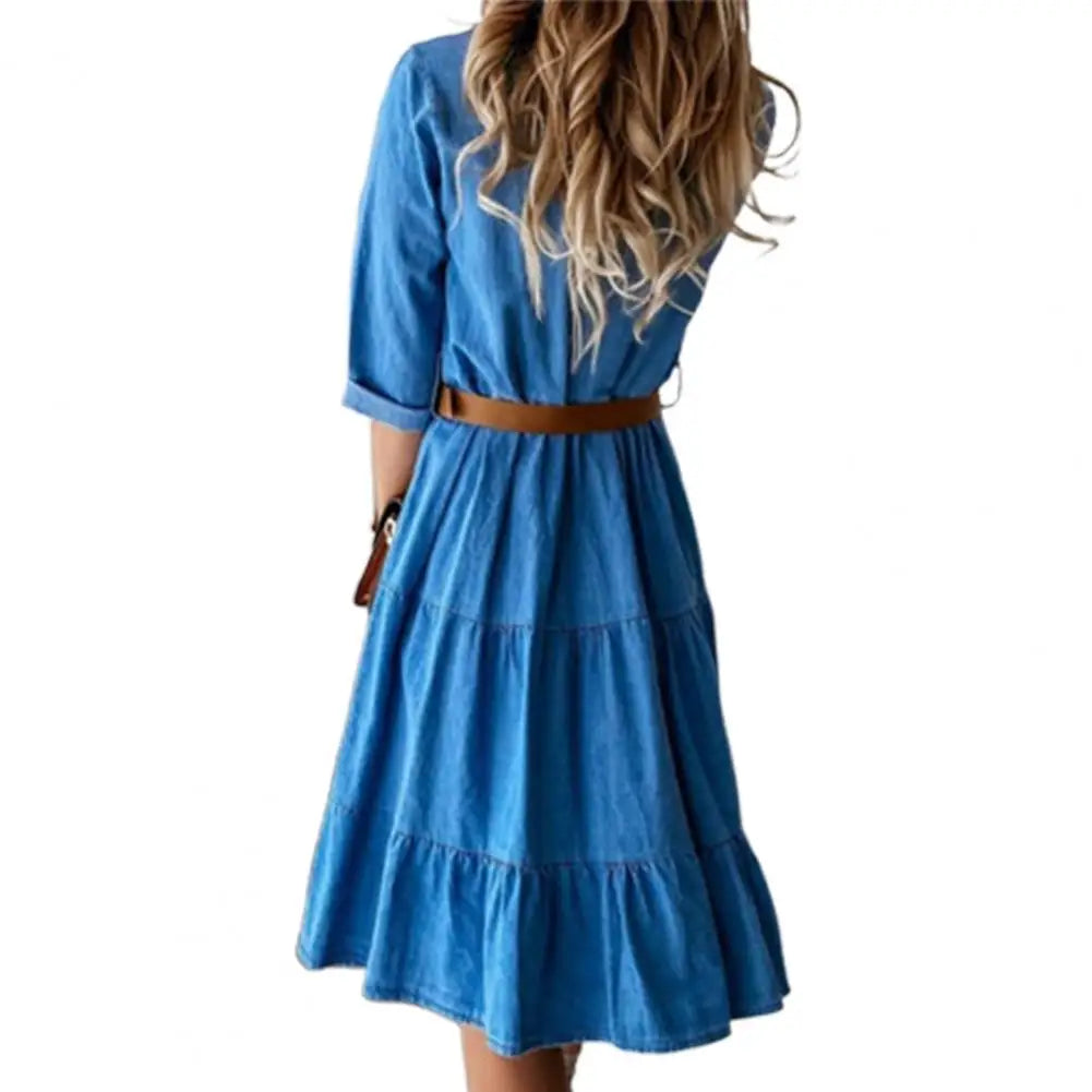 Anaya - Elegant Denim Shirt Dress