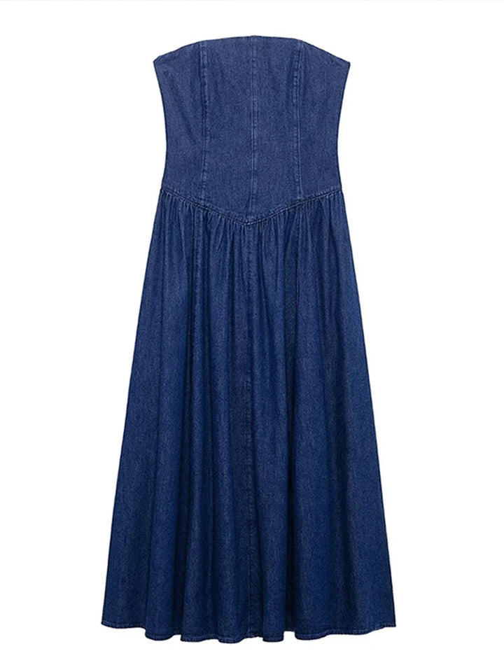 Janae - Off-Shoulder Denim Maxi Dress