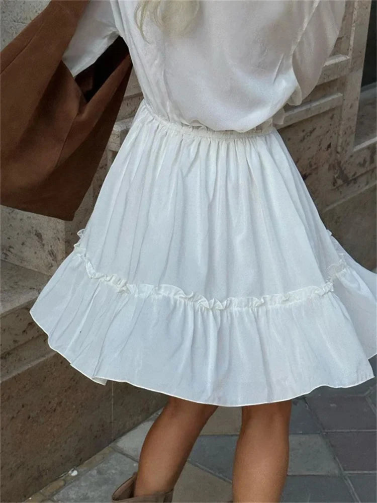Glaiza - Chic Ruffle V-Neck Mini Dress