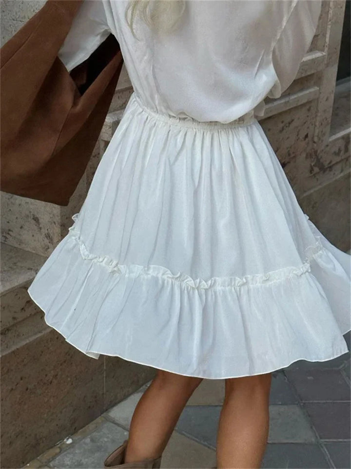 Glaiza - Chic Ruffle V-Neck Mini Dress