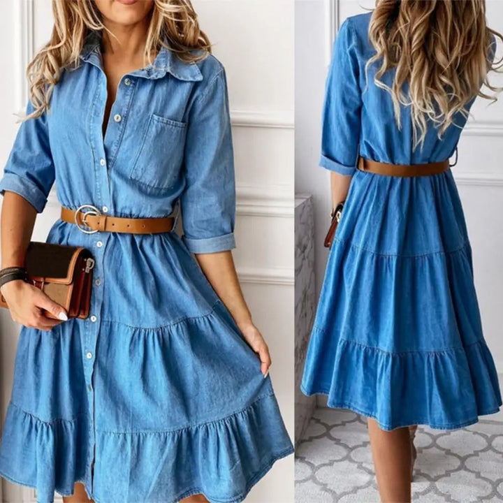 Anaya - Elegant Denim Shirt Dress