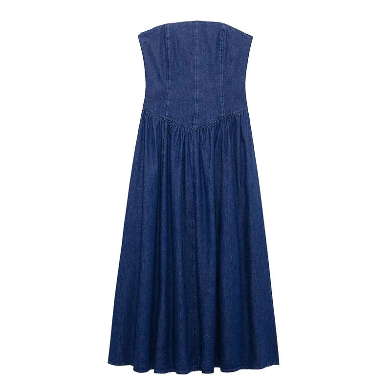 Janae - Off-Shoulder Denim Maxi Dress