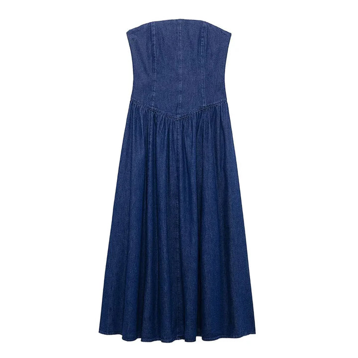 Janae - Off-Shoulder Denim Maxi Dress
