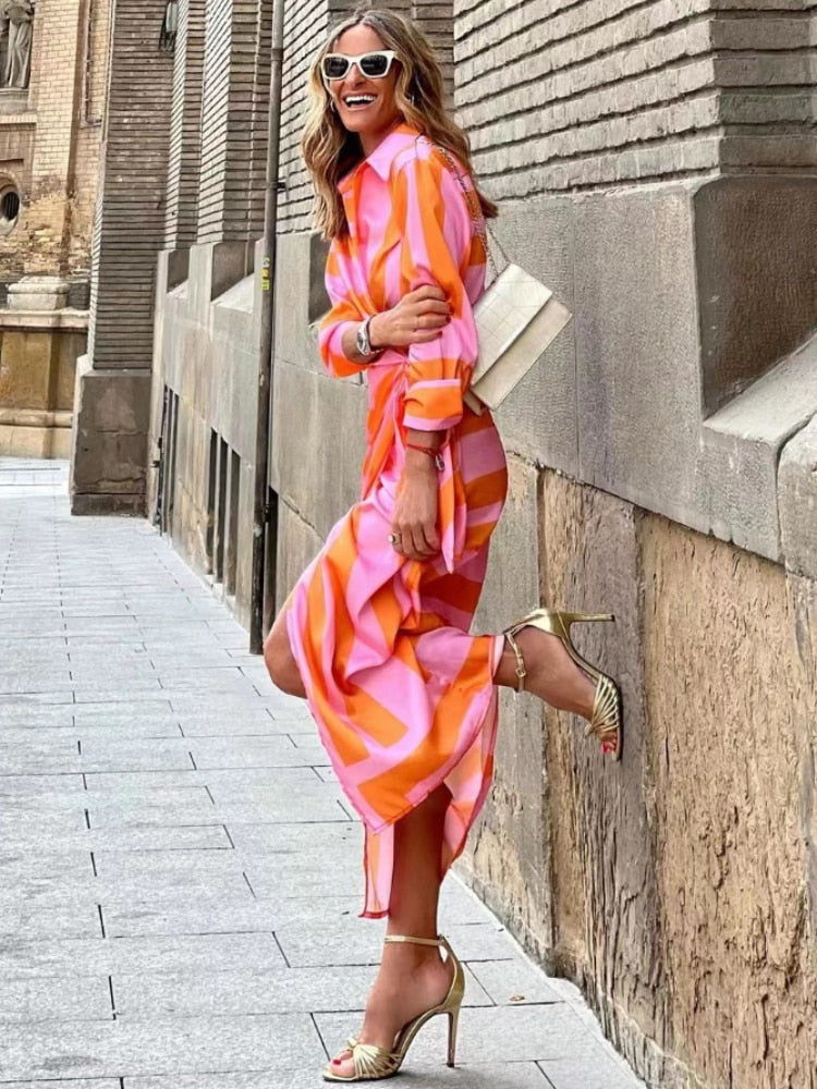 Tanya - Chic Summer Dress Orange Pink