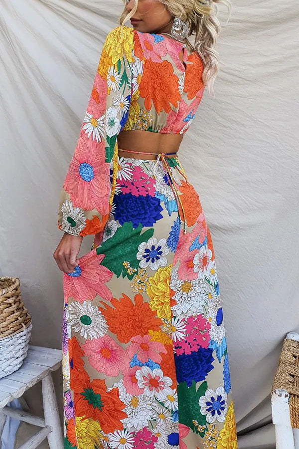 Riley - Floral Print Cutout Maxi Dress