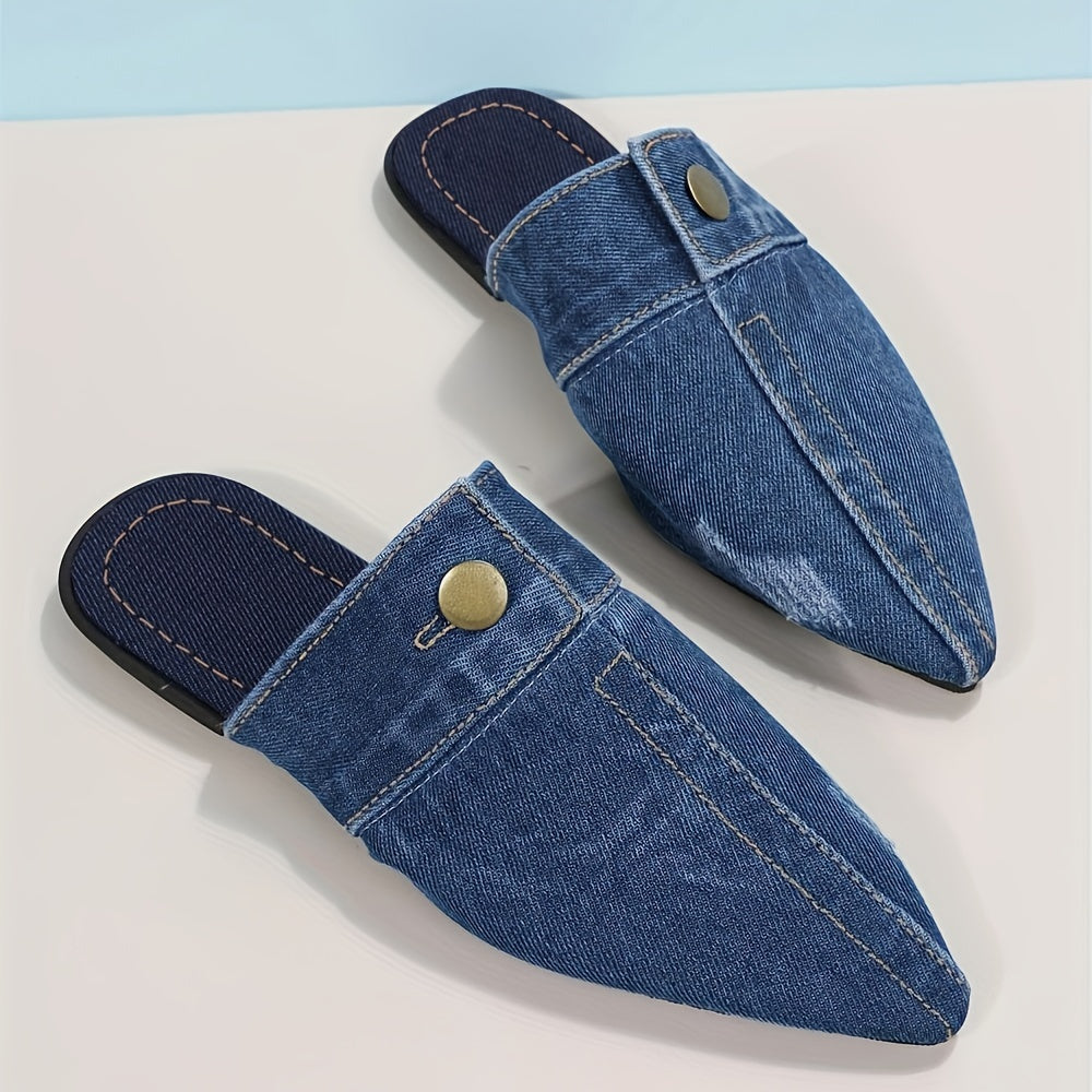 Ashby - Chic & Effortless Denim Flat Mules