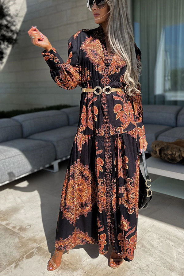 Eleanor - Baroque Print Maxi Dress
