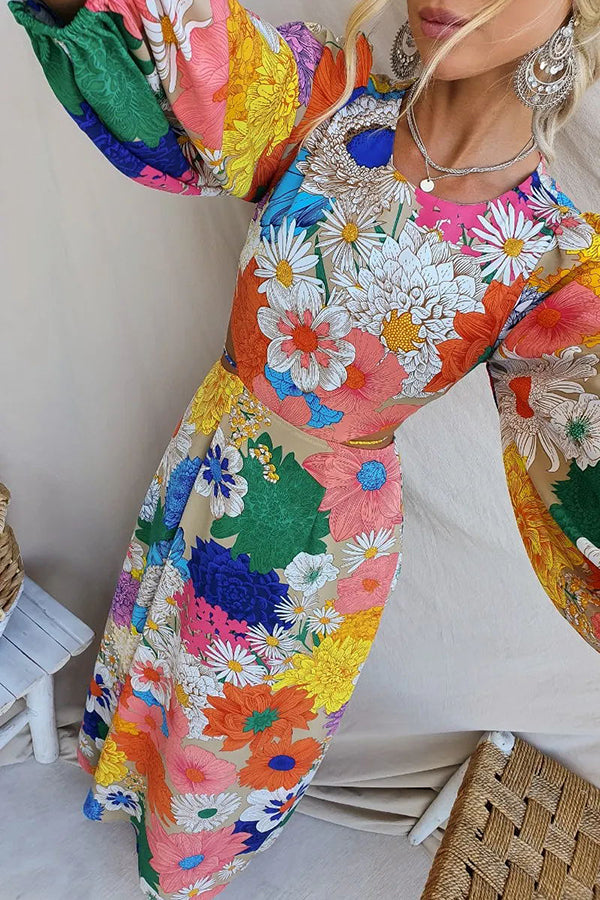 Riley - Floral Print Cutout Maxi Dress