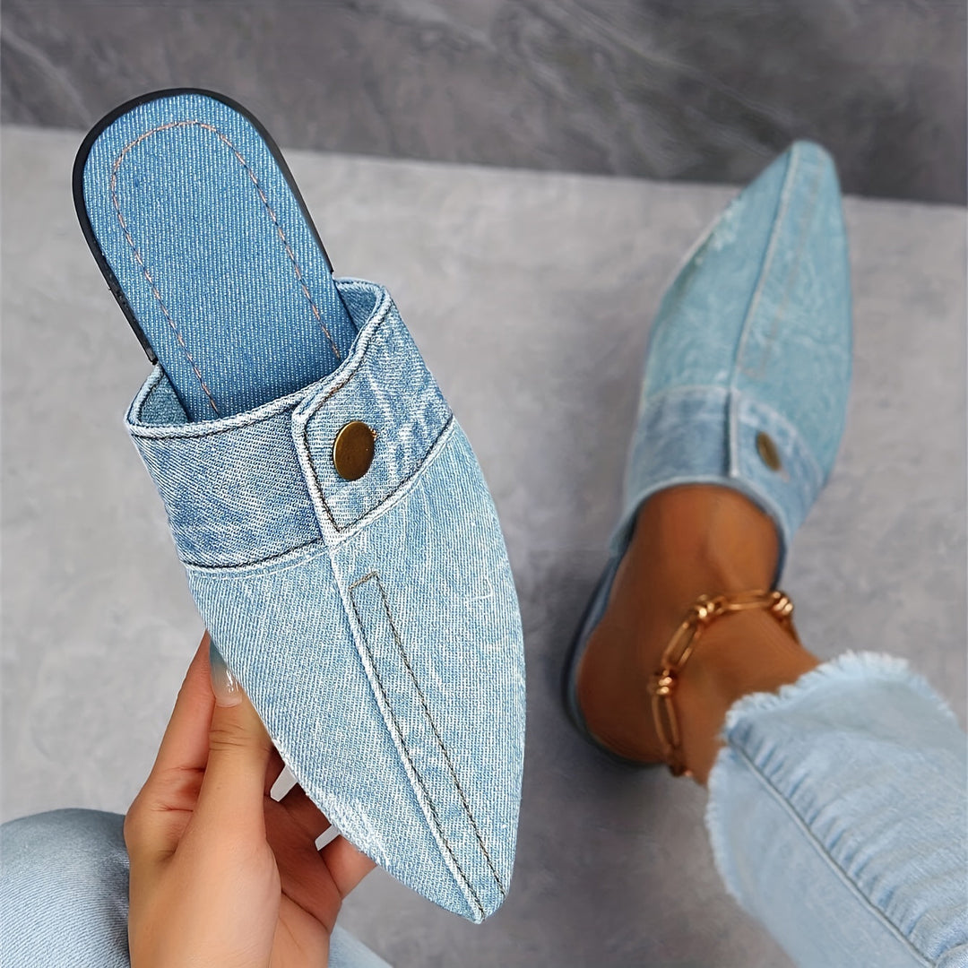 Ashby - Chic & Effortless Denim Flat Mules
