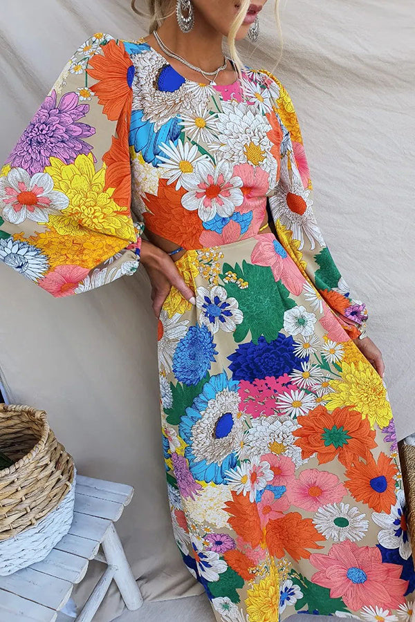 Riley - Floral Print Cutout Maxi Dress