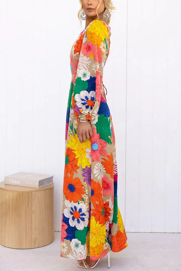 Riley - Floral Print Cutout Maxi Dress