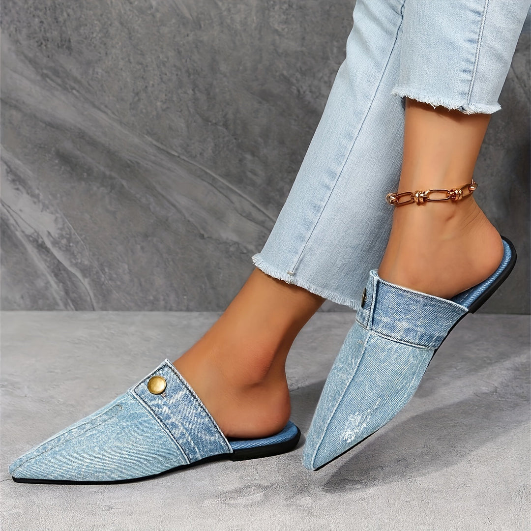 Ashby - Chic & Effortless Denim Flat Mules