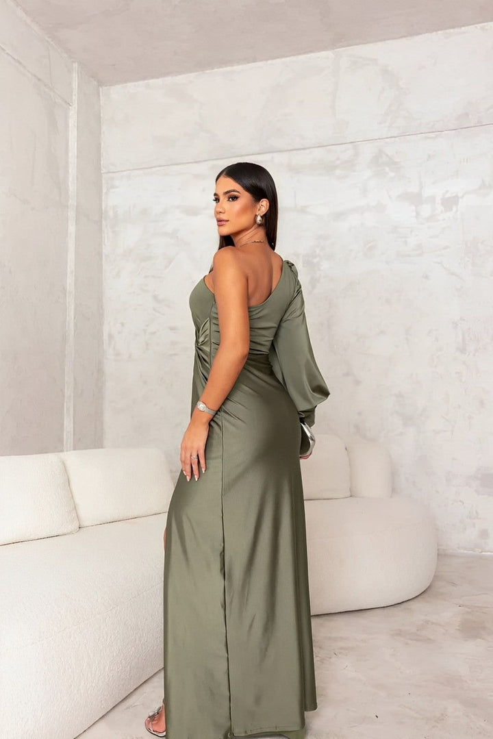 Vera™ | One shoulder satin evening dress